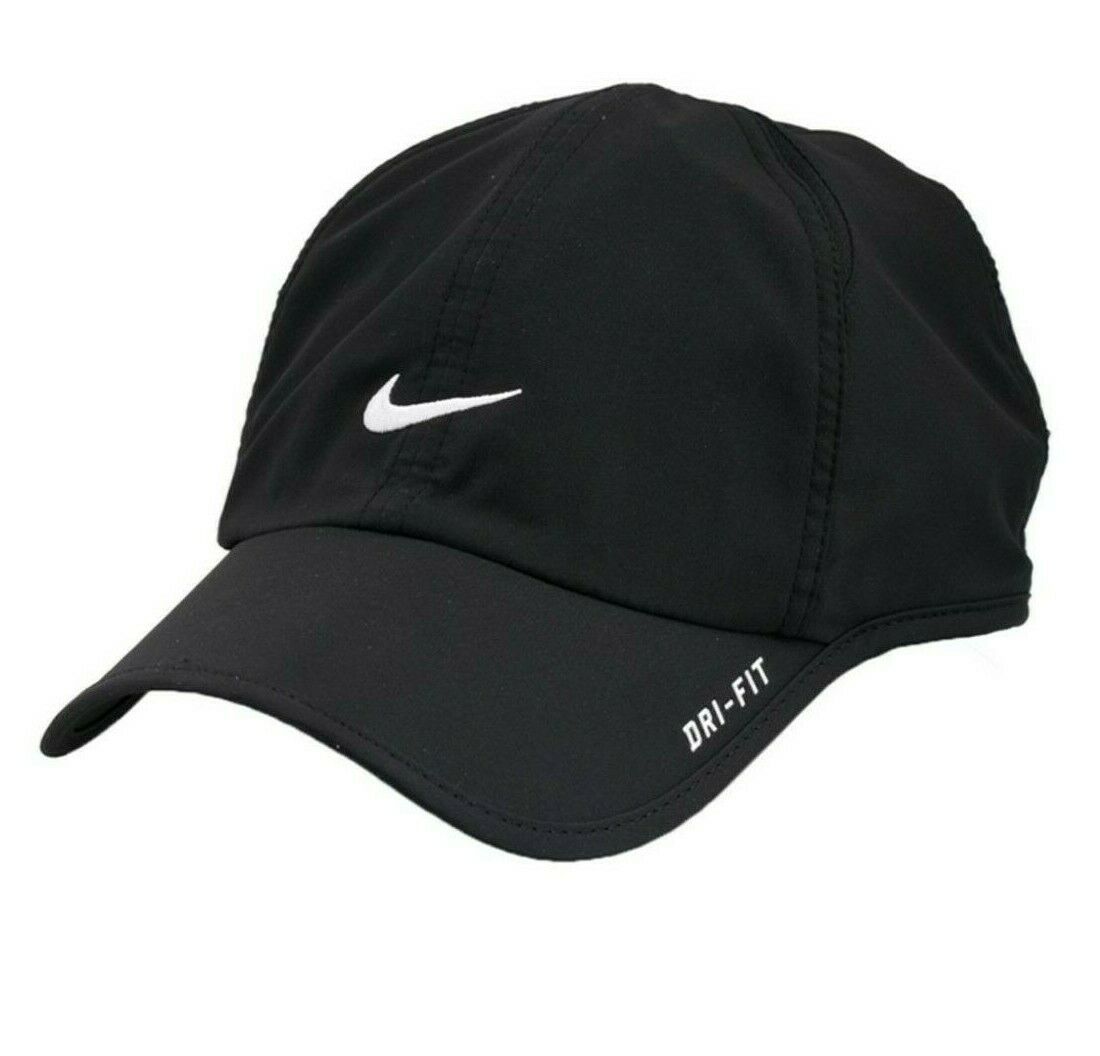 NIKE Men-Women's Tennis Hat Golf DRI-FIT Runner Cap Featherlight, Black ...