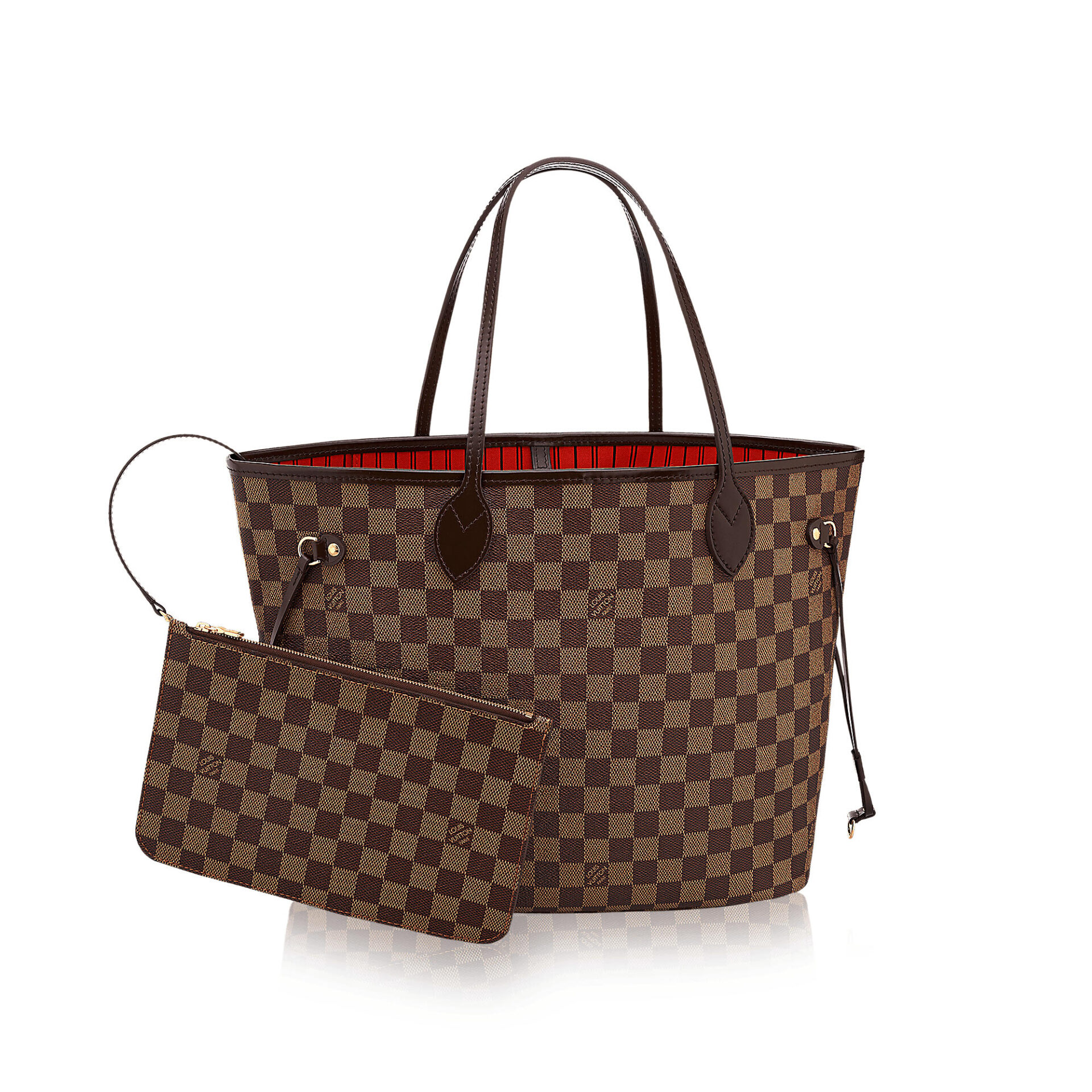 NEW! Louis Vuitton Damier Ebene Canvas Neverfull MM Tote-Clutch