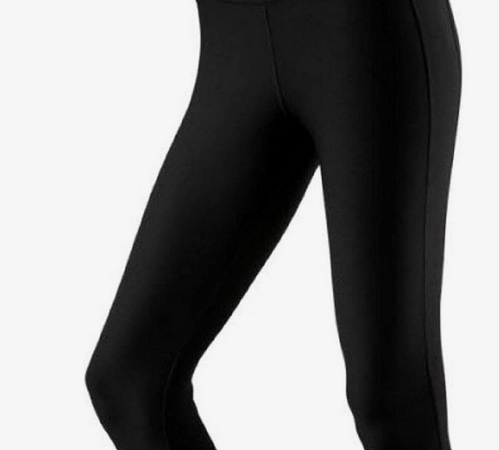 Black athletic leggings with logo detail.