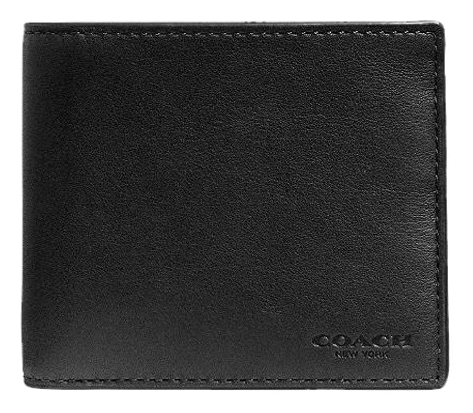 COACH Men's DOUBLE BILLFOLD SPORT CALF LEATHER Wallet F75084, Black