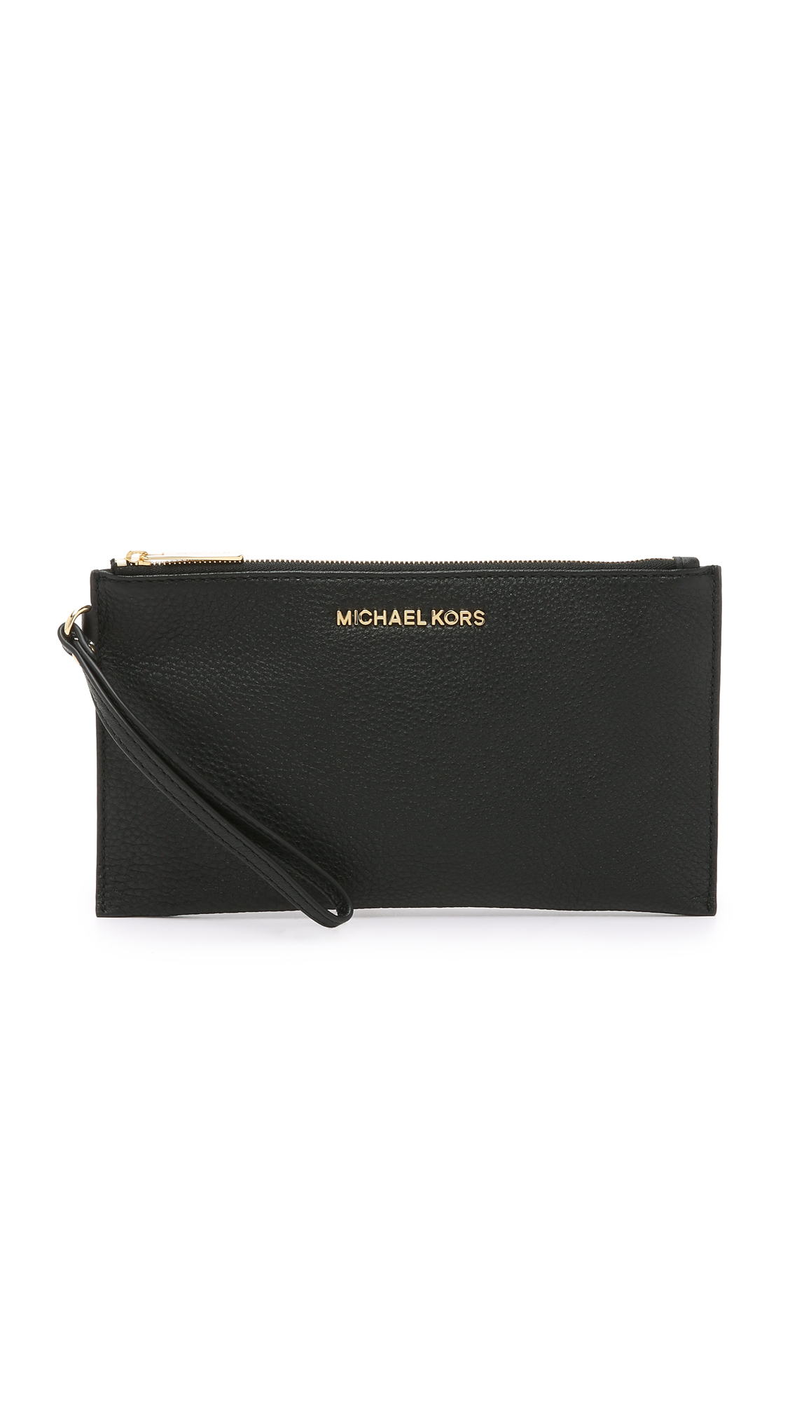 Michael Kors Bedford Large Pebble Leather Zip Wristlet/Clutch-Black –  VALLEYSPORTING