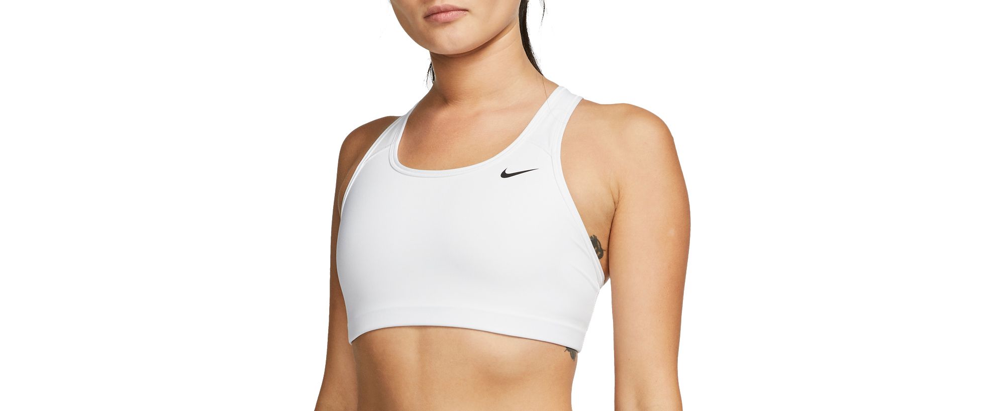 Nike Dri-FIT Swoosh BV3630-100 Women White Polyester Non Padded