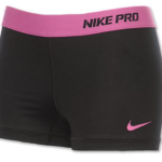 Black and pink Nike Pro athletic shorts.