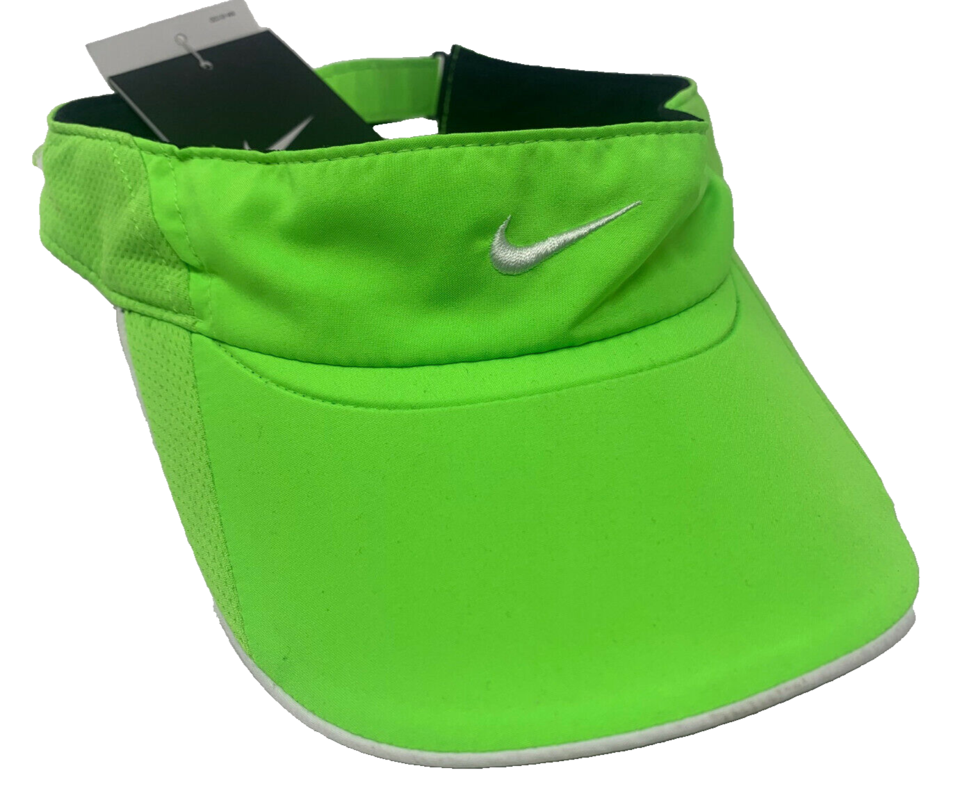 Bright green sports visor with logo.