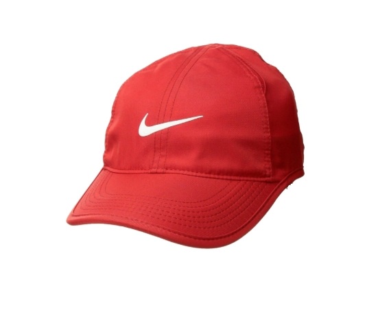 Red cap with white Nike logo.