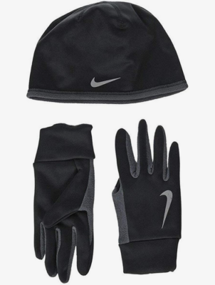 Nike Mens Run Thermal Hat and Glove Set in Black