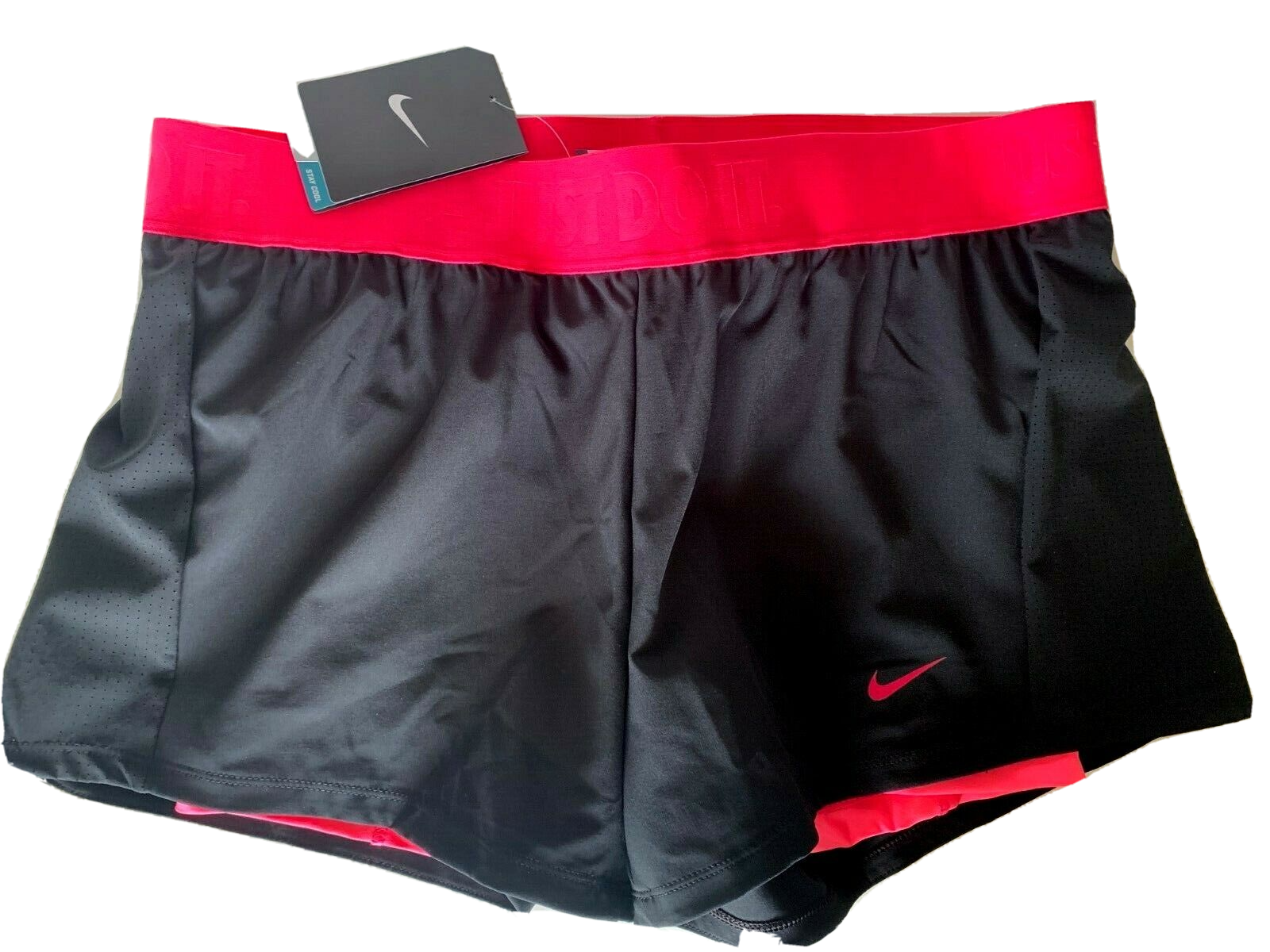NEW NIKE [M] Women's DRI-FIT Double Up Training Shorts-Black/Pink