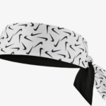 White headband with black swoosh patterns.