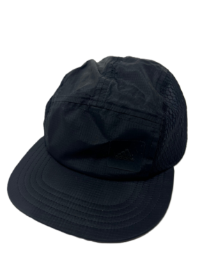 Black sports cap with mesh sides.