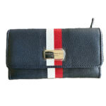 Black wallet with red and white stripes.