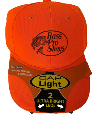 Orange cap with LED lights, Bass Pro Shops.