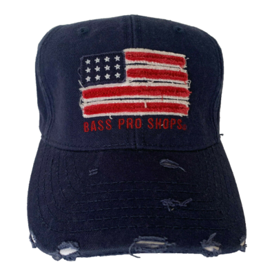 Navy cap with American flag design.