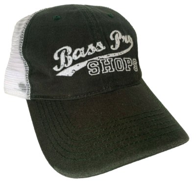 Green Bass Pro Shops trucker hat.