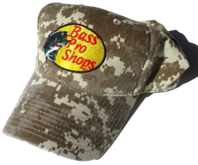 Camo cap with Bass Pro Shops logo.