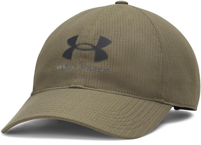 Olive green cap with black logo.