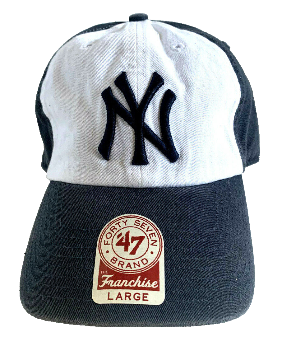 Baseball cap with NY logo, black brim.