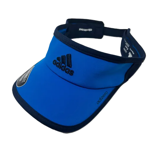 Blue Adidas visor with black trim.