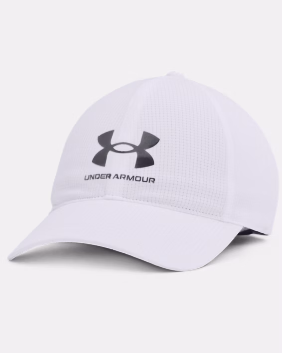 White Under Armour cap with logo.