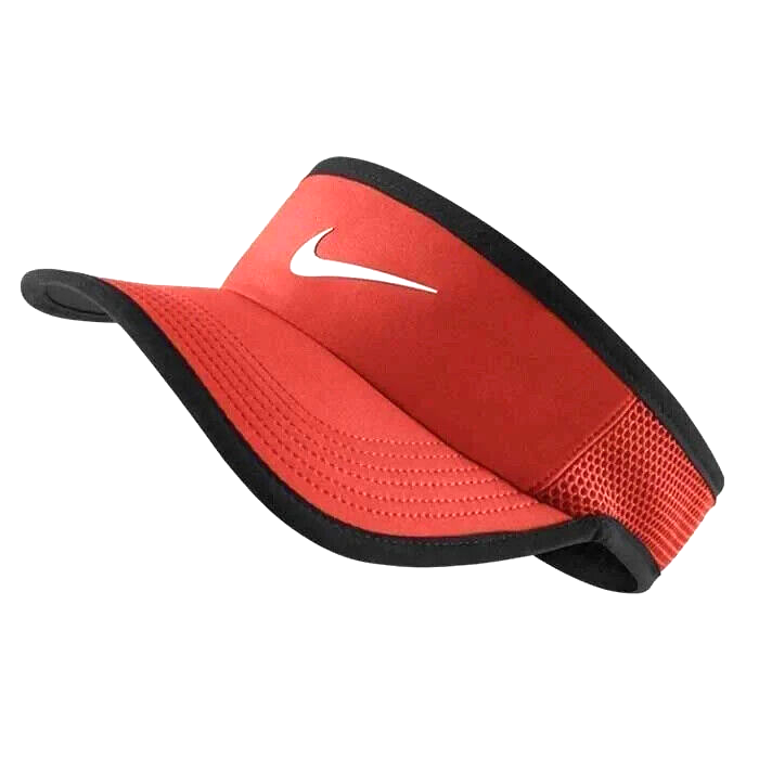 Red Nike visor with black trim.