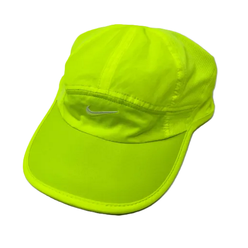 Bright yellow sports cap with logo.