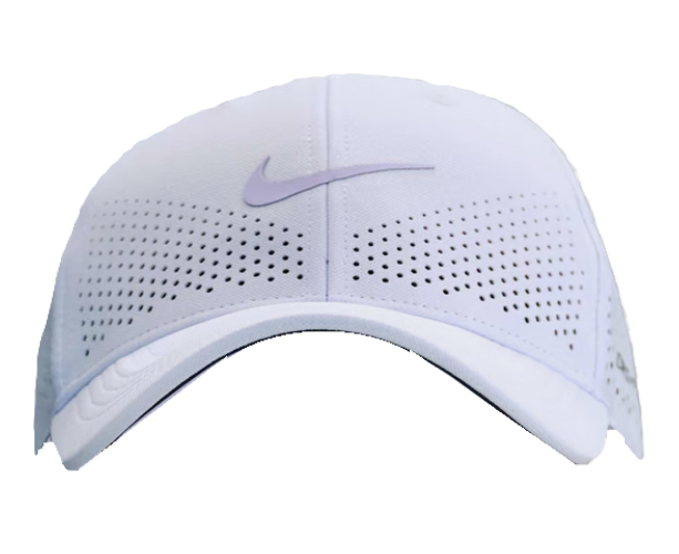White sports cap with perforated design.