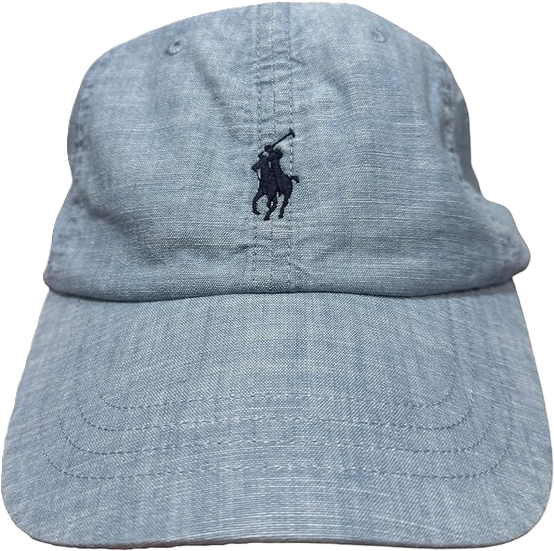 Blue cap with embroidered logo on front.